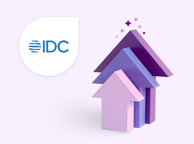3 purple arrows pointing up with IDC logo