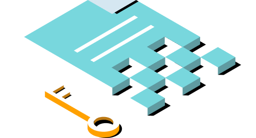 钥匙和文档插图。