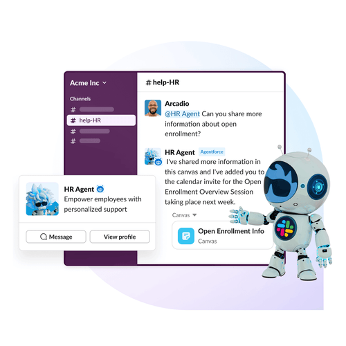 Agentforce Astro 图标旁的 Agentforce 代理的 Slack UI