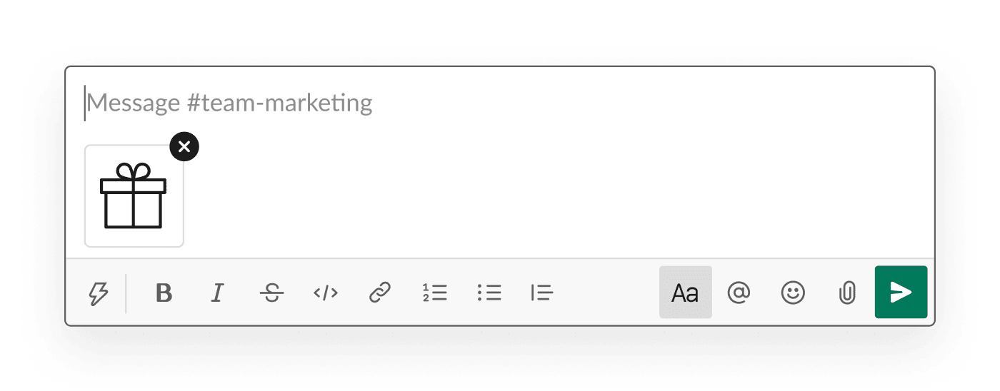 Uploading an image of a present into a Slack message